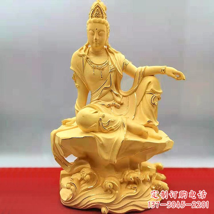 南京自在观音纯铜镀金雕塑