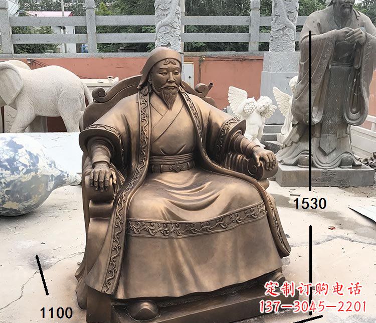南京坐式成吉思汗铜雕 (2)
