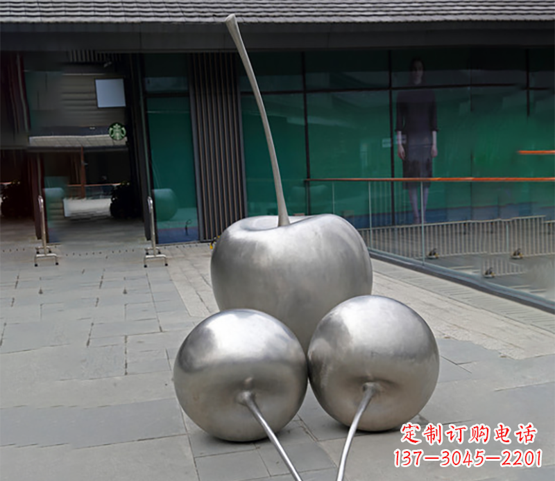 南京实心不锈钢苹果雕塑